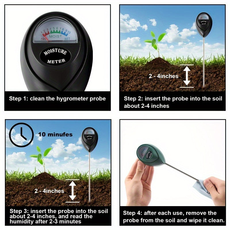 1pc Soil Moisture Meter, Soil Hygrometer For Plants, Soil Water Gauge Meter Indoor Outdoor, Soil Moisture Sensor For Garden, Lawn, Farm Plants Care